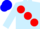 Silk - light blue, large red spots, blue cap