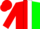 Silk - Red and green halved, white panel, red cap