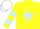 Silk - Yellow, light blue star, hooped sleeves, white cap