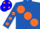Silk - Royal blue, large orange spots, orange spots on sleeves,blue cap, orange spots