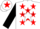 Silk - White, red stars, white star stripe on black sleeves