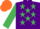 Silk - Purple, emerald green stars and sleeves, orange cap