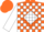 Silk - Orange, orange 'b' on white diamond, orange and white diamond blocks on sleeves, orange cap