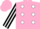 Silk - Pink, white dots, black and white striped sleeves, pink cap
