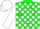 Silk - Green, white circle, white blocks on sleeves, white cap