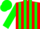 Silk - red, green stripes on sleeves, green cap