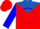 Silk - Red, royal blue yoke and emblem, blue circle on slvs