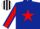 Silk - Dark blue, red star, red sleeves, dark blue seams, Black with White stripes cap