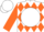 Silk - White, orange diamonds, orange 'rr' on white ball, orange 'rr' on sleeves, white cap