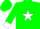 Silk - Green, white star, white star on cuffs, green cap