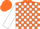 Silk - Orange, white blocks, orange ball, white blocks on sleeves, orange cap