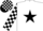 Silk - White, black star, checked sleeves and cap