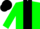 Silk - Green, black diagonally half-striped panel, black cap
