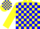 Silk - Yellow and blue blocks, black 'md', yellow sleeves