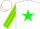 Silk - White, gold arrow through green horseshoe, green star stripe on sleeves, white cap