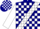 Silk - Navy blue, white sash, white blocks on sleeves
