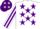 Silk - White, Purple stars, striped sleeves, Purple cap, White stars
