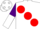 Silk - White, large red spots, purple and white halved sleeves
