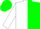 Silk - White and Green Halved horizontally, White Sleeves, green cap