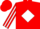 Silk - Red, red 'p' and 'r' and blue 'k' on white diamond, white diamond stripe on sleeves, red cap