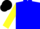Silk - Blue, black and gold 'yin yang' symbol, yellow sleeves, blue and black ball