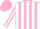 Silk - White, pink stripes on sleeves, pink stripes on cap