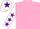 Silk - Pink, white sleeves, purple stars, white cap, purple star