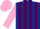 Silk - Dark blue and maroon stripes, pink sleeves and cap
