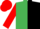 Silk - Emerald green and black halved horizontally, red sleeves, red cap