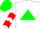 Silk - White, green triangle, red chevrons on sleeves, green cap