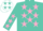 Silk - Turquoise, white 'zwp' on pink belt, pink stars