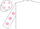 Silk - White, pink peony, pink dots on sleeves, white cap, pink dots