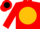 Silk - RED, black  Chinese emblem on gold ball,