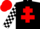 Silk - Black, red cross of lorraine, black and white check sleeves, red cap