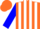 Silk - Orange, white playing cards, white stripes on blue sleeves, orange cap
