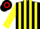 Silk - Black & yellow stripes, yellow sleeves, black & red hooped cap