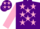 Silk - Purple body, pink stars, pink arms, purple hooped, purple cap, pink stars