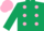 Silk - Dark Green, Pink spots, Dark Green sleeves, Pink cap