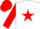 Silk - White, white 'jrc' on red star, red cuffs on sleeves, red cap