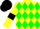 Silk - Yellow, green diamonds, yellow sleeves, black armlets and cap