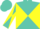 Silk - Turquoise and yellow diagonal quarters, turquoise and yellow diagonal quartered sleeves