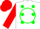 Silk - White, green circle, green spots on red sleeves, red cap