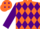Silk - Orange & purple diamonds, purple sleeves, purple diamonds on cap