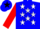 Silk - Blue, white stars, black 'tlc' on white star, red  sleeves