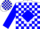 Silk - White, blue diamond frame, blue blocks on slvs