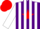 Silk - Purple, white crescent moon,  red star, white stripes on sleeves, red cap