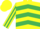 Silk - Yellow and emerald Green chevrons, Striped sleeves, Yellow cap