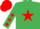 Silk - emerald Green, red star, emerald green arms, red stars, red cap