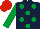 Silk - Dark Blue, Emerald Green spots and sleeves, Red cap