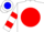 Silk - White, blue 'rr' on red ball, red bars on slvs